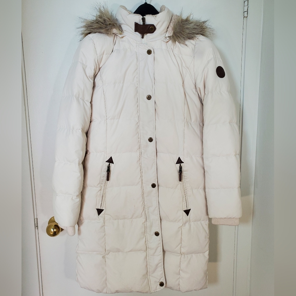 Cream Ralph lauren down/fowl filled winter coat. Xs